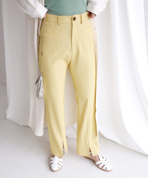 SLOBE citron.(スローブシトロン)の「SLOBE citron.カラーチェックフレアパンツ◆(その他パンツ・レディース・サックスブルー/イエロー/ナチュラル・38/36)」の10枚目の写真