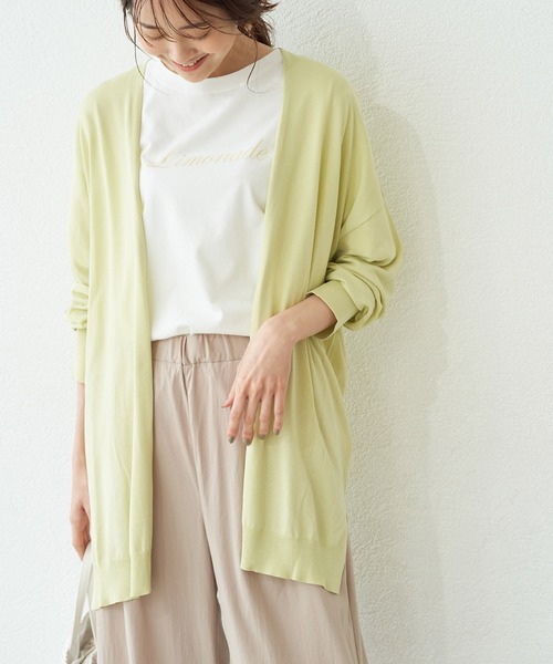 ROPE' PICNIC(ロペピクニック)の「【UVケア・接触冷感】ゴールドバー付きトッパーカーディガン(カーディガン/ボレロ・レディース・ライトグレー/ブラック/ライトグリーン/ベージュ系その他/ダークパープル/ブルー/イエロー系その他・38)」の7枚目の写真