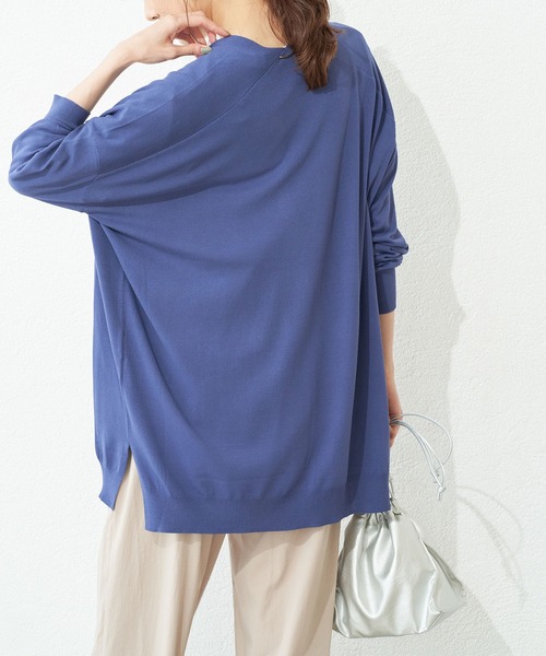 ROPE' PICNIC(ロペピクニック)の「【UVケア・接触冷感】ゴールドバー付きトッパーカーディガン(カーディガン/ボレロ・レディース・ライトグレー/ブラック/ライトグリーン/ベージュ系その他/ダークパープル/ブルー/イエロー系その他・38)」の6枚目の写真