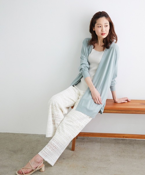 ROPE' PICNIC(ロペピクニック)の「【UVケア・接触冷感】ゴールドバー付きトッパーカーディガン(カーディガン/ボレロ・レディース・ライトグレー/ブラック/ライトグリーン/ベージュ系その他/ダークパープル/ブルー/イエロー系その他・38)」の15枚目の写真