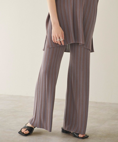 forksy.（フォルクシー）の「【forksy.】ストライプ 透かし編みニットセットアップ／ベスト×フレアパンツセットアップ（セットアップ・レディース・ブラウン/グレー/ボルドー/アイボリー/ブラック/グリーン/サンドベージュ・FREE）」の17枚目の写真