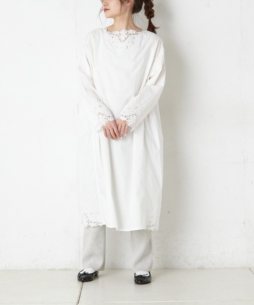 PUAL CE CIN（ピュアルセシン）の「カットワーク刺繍ワンピース（ワンピース・レディース・ホワイト/ブラック・FREE）」の12枚目の写真