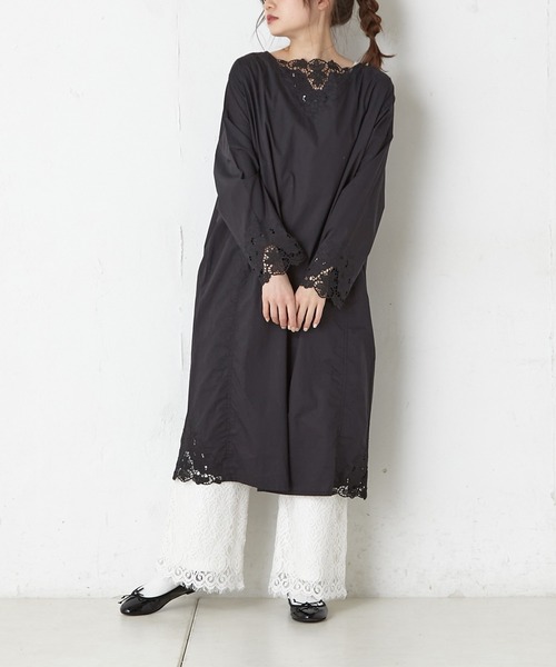 PUAL CE CIN（ピュアルセシン）の「カットワーク刺繍ワンピース（ワンピース・レディース・ホワイト/ブラック・FREE）」の3枚目の写真