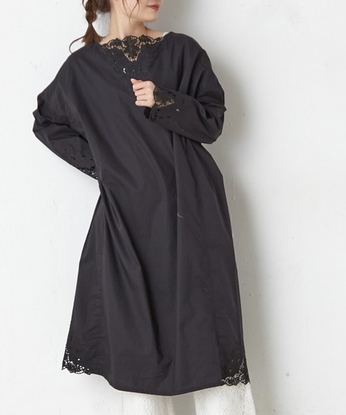 PUAL CE CIN（ピュアルセシン）の「カットワーク刺繍ワンピース（ワンピース・レディース・ホワイト/ブラック・FREE）」の10枚目の写真