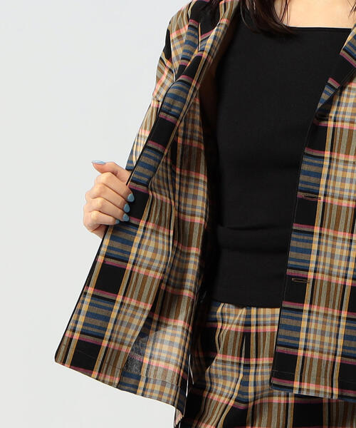 EDITION（エディション）の「CO CREPE CHECK マドラスパジャマシャツ（シャツ/ブラウス・レディース・グレー系その他2・FREE）」の2枚目の写真