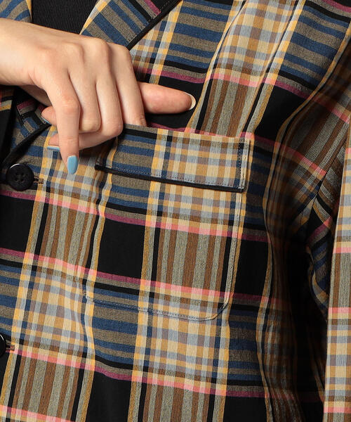 EDITION（エディション）の「CO CREPE CHECK マドラスパジャマシャツ（シャツ/ブラウス・レディース・グレー系その他2・FREE）」の9枚目の写真