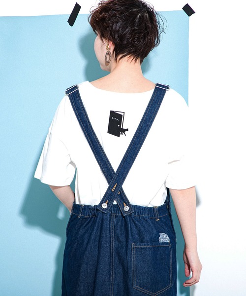 ScoLar（スカラー）の「花スカラーちゃん刺繍ジャンパースカート（サロペット/オーバーオール・レディース・ネイビー/ベージュ/ブラック・M）」の7枚目の写真