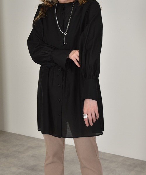 w closet（ダブルクローゼット）の「袖リボンギャザーシャツ（シャツ/ブラウス・レディース・ホワイト/ブラック・マルチサイズ）」の16枚目の写真