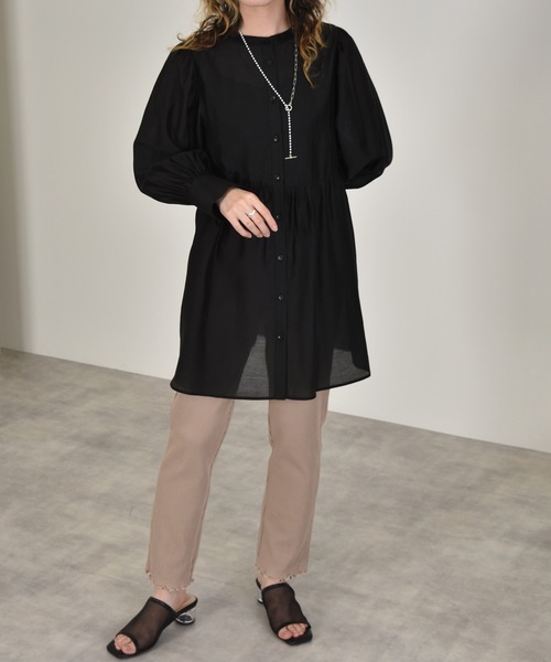 w closet（ダブルクローゼット）の「袖リボンギャザーシャツ（シャツ/ブラウス・レディース・ホワイト/ブラック・マルチサイズ）」の17枚目の写真