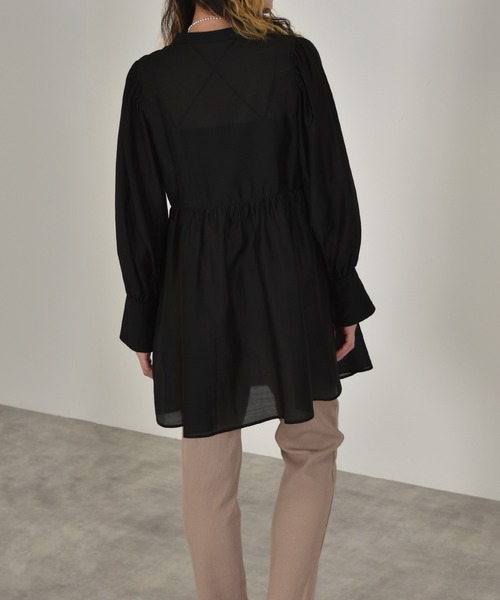 w closet（ダブルクローゼット）の「袖リボンギャザーシャツ（シャツ/ブラウス・レディース・ホワイト/ブラック・マルチサイズ）」の22枚目の写真