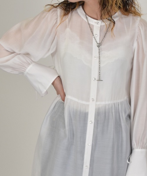 w closet（ダブルクローゼット）の「袖リボンギャザーシャツ（シャツ/ブラウス・レディース・ホワイト/ブラック・マルチサイズ）」の8枚目の写真