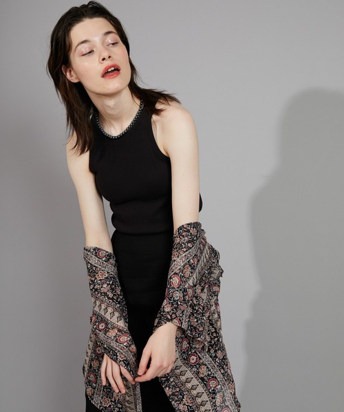 CIAOPANIC（チャオパニック）の「パット付きアメリカンスリーブタンクトップ（Tシャツ/カットソー・レディース・ブラック/ダークブラウン/グレイッシュベージュ・FREE）」の18枚目の写真