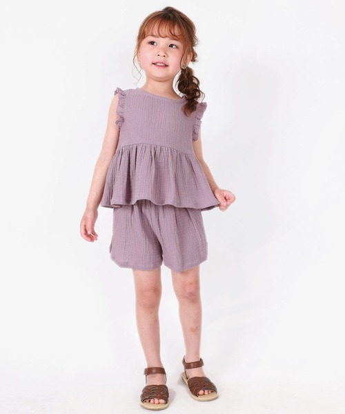 la poche biscuit（ラポシェビスキュイ）の「ダブルガーゼ２Pセットアップ（ルームウェア/パジャマ・キッズ・パープル/ブルー/ピンク・140/100/80/120/110/130/90）」の7枚目の写真