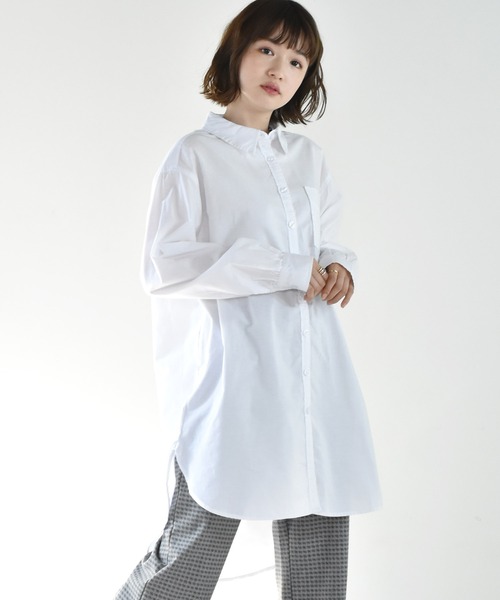 RETRO GIRL(レトロガール)の「チュニックBIGシャツワンピース(シャツワンピース・レディース・オフホワイト/ホワイト系その他/ライトブルー/ライトイエロー・FREE)」の2枚目の写真