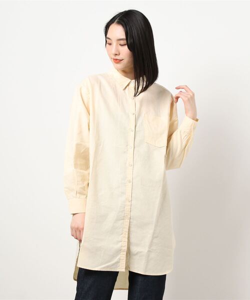 RETRO GIRL(レトロガール)の「チュニックBIGシャツワンピース(シャツワンピース・レディース・オフホワイト/ホワイト系その他/ライトブルー/ライトイエロー・FREE)」の20枚目の写真