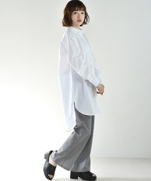 RETRO GIRL(レトロガール)の「チュニックBIGシャツワンピース(シャツワンピース・レディース・オフホワイト/ホワイト系その他/ライトブルー/ライトイエロー・FREE)」の21枚目の写真