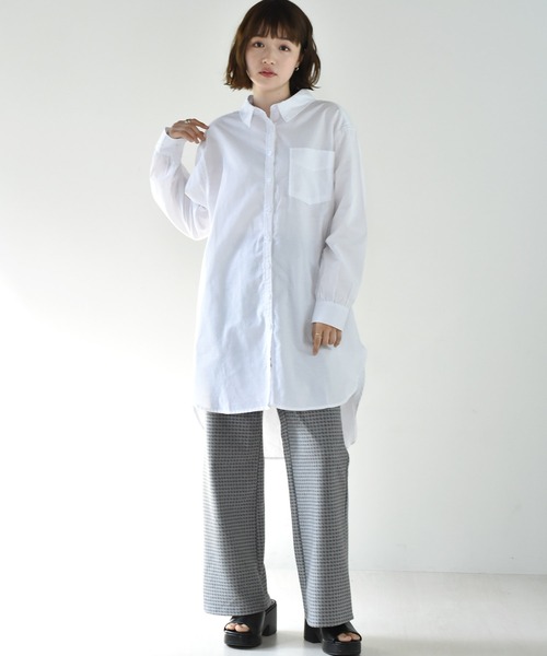 RETRO GIRL(レトロガール)の「チュニックBIGシャツワンピース(シャツワンピース・レディース・オフホワイト/ホワイト系その他/ライトブルー/ライトイエロー・FREE)」の22枚目の写真