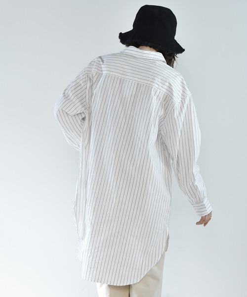 RETRO GIRL(レトロガール)の「チュニックBIGシャツワンピース(シャツワンピース・レディース・オフホワイト/ホワイト系その他/ライトブルー/ライトイエロー・FREE)」の12枚目の写真