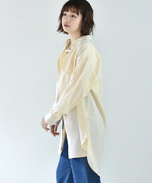 RETRO GIRL(レトロガール)の「チュニックBIGシャツワンピース(シャツワンピース・レディース・オフホワイト/ホワイト系その他/ライトブルー/ライトイエロー・FREE)」の15枚目の写真