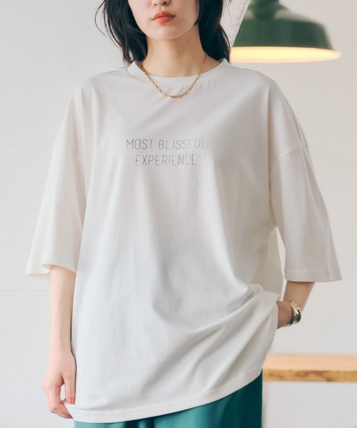 SEVENDAYS=SUNDAY（セブンデイズサンデイ）の「MOST BLISSFUL TEE　＊◇（Tシャツ/カットソー・レディース・オフホワイト/グレイッシュベージュ・S/M/L）」の8枚目の写真