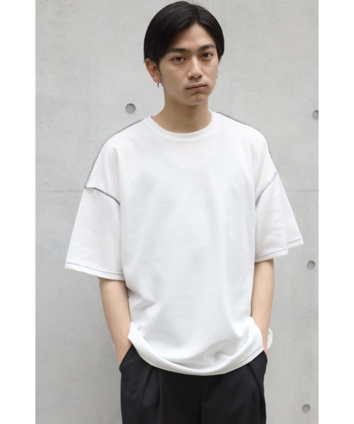 CREARE -LINO-（クレアーレリノ）の「オーバーサイズ　配色ステッチTEE<ユニセックス>（Tシャツ/カットソー・メンズ・ブラック/ホワイト・FREE）」の18枚目の写真
