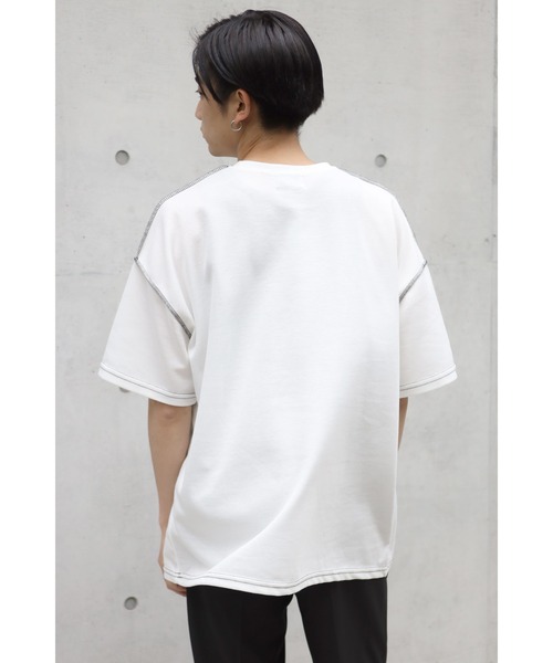 CREARE -LINO-（クレアーレリノ）の「オーバーサイズ　配色ステッチTEE<ユニセックス>（Tシャツ/カットソー・メンズ・ブラック/ホワイト・FREE）」の14枚目の写真