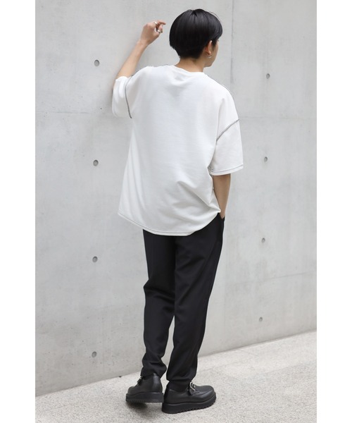 CREARE -LINO-（クレアーレリノ）の「オーバーサイズ　配色ステッチTEE<ユニセックス>（Tシャツ/カットソー・メンズ・ブラック/ホワイト・FREE）」の16枚目の写真