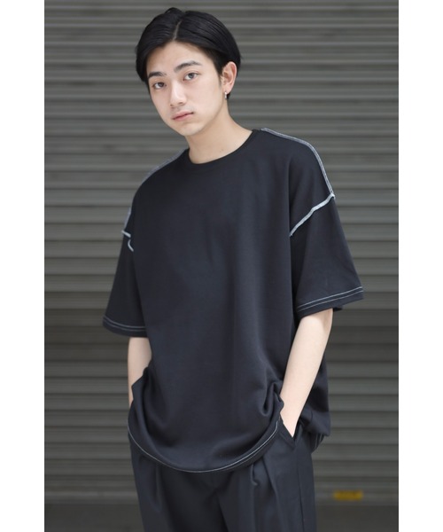 CREARE -LINO-（クレアーレリノ）の「オーバーサイズ　配色ステッチTEE<ユニセックス>（Tシャツ/カットソー・メンズ・ブラック/ホワイト・FREE）」の12枚目の写真