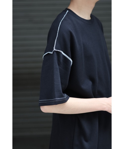 CREARE -LINO-（クレアーレリノ）の「オーバーサイズ　配色ステッチTEE<ユニセックス>（Tシャツ/カットソー・メンズ・ブラック/ホワイト・FREE）」の20枚目の写真