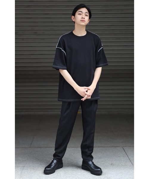 CREARE -LINO-（クレアーレリノ）の「オーバーサイズ　配色ステッチTEE<ユニセックス>（Tシャツ/カットソー・メンズ・ブラック/ホワイト・FREE）」の8枚目の写真