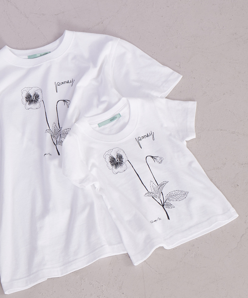 qualite(カリテ)の「【限定】0501PansyTシャツ kids(Tシャツ/カットソー・レディース・ホワイト・32/34)」の1枚目の写真