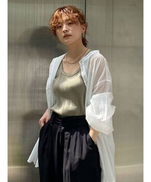 Ungrid（アングリッド）の「ランダムテレコタンクトップ（タンクトップ・レディース・ブラック/オフホワイト/カーキ・FREE）」の3枚目の写真