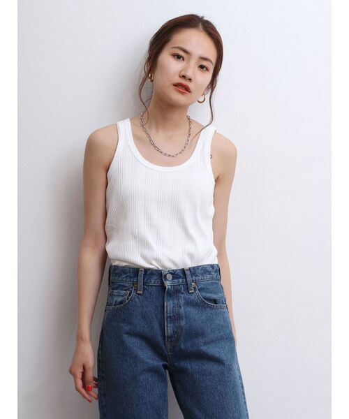 Ungrid（アングリッド）の「ランダムテレコタンクトップ（タンクトップ・レディース・ブラック/オフホワイト/カーキ・FREE）」の5枚目の写真