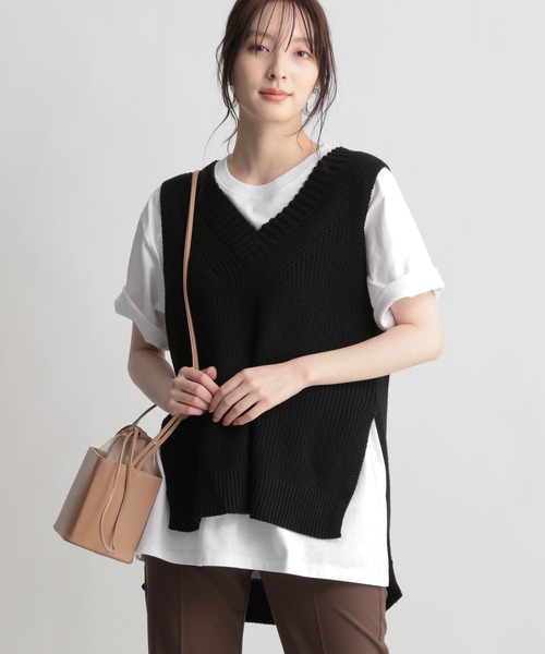 Andemiu（アンデミュウ）の「ニットベストツキシャツワンピース948819（ワンピース・レディース・アイボリー/ブラック/カーキ・FREE）」の3枚目の写真