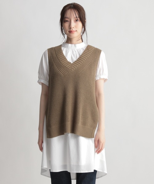 Andemiu（アンデミュウ）の「ニットベストツキシャツワンピース948819（ワンピース・レディース・アイボリー/ブラック/カーキ・FREE）」の14枚目の写真