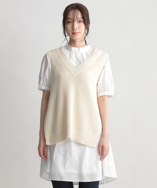 Andemiu（アンデミュウ）の「ニットベストツキシャツワンピース948819（ワンピース・レディース・アイボリー/ブラック/カーキ・FREE）」の16枚目の写真