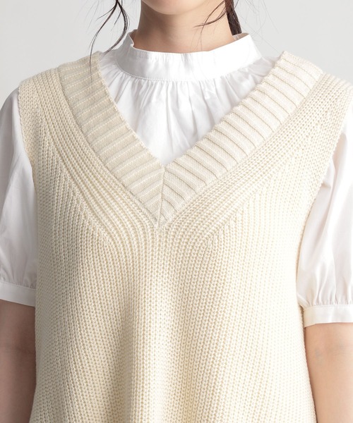 Andemiu（アンデミュウ）の「ニットベストツキシャツワンピース948819（ワンピース・レディース・アイボリー/ブラック/カーキ・FREE）」の20枚目の写真