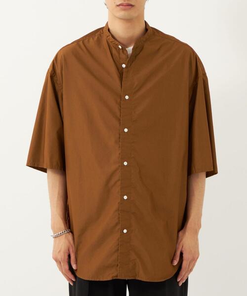 BRACTMENT（ブラクトメント）の「[ ブラクトメント ] BRACTMENT タイプライター ルーズ バンドカラー 5分袖 シャツ（シャツ/ブラウス・メンズ・ブラウン/グレー・38/36/40）」の3枚目の写真