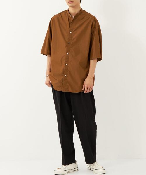 BRACTMENT（ブラクトメント）の「[ ブラクトメント ] BRACTMENT タイプライター ルーズ バンドカラー 5分袖 シャツ（シャツ/ブラウス・メンズ・ブラウン/グレー・38/36/40）」の6枚目の写真