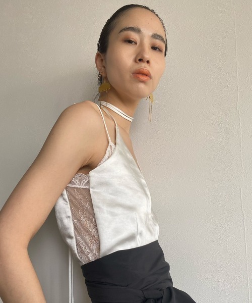 HIROSAI(ヒロサイ)の「レースレイヤードトップス(キャミソール・レディース・ブラック/ホワイト・S/M)」の18枚目の写真