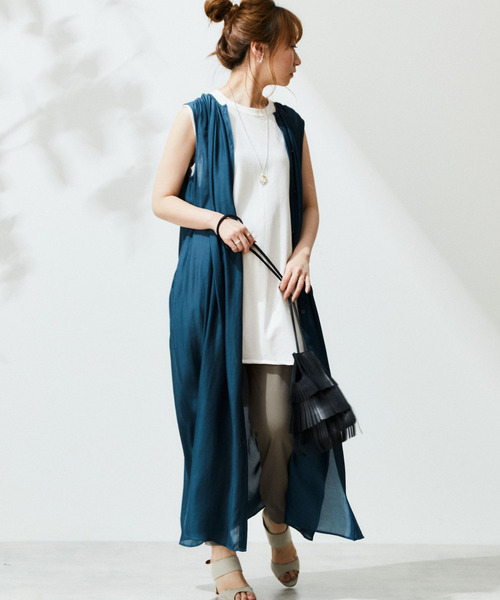 Liesse（リエス）の「3WAYシアーギャザーワンピース（ワンピース・レディース・ブルー系その他/チャコールグレー/ブラック・FREE）」の5枚目の写真