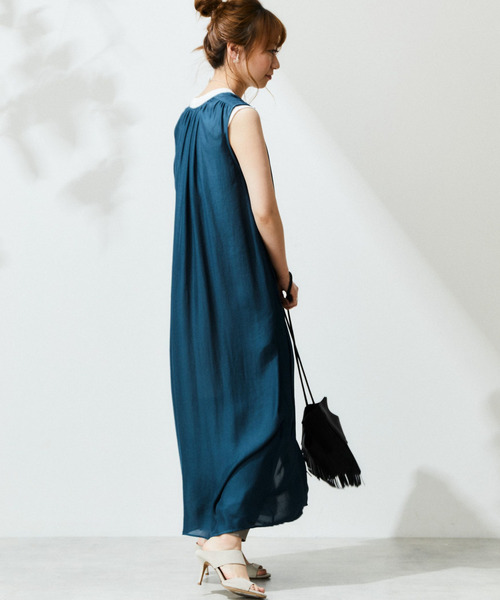 Liesse（リエス）の「3WAYシアーギャザーワンピース（ワンピース・レディース・ブルー系その他/チャコールグレー/ブラック・FREE）」の6枚目の写真