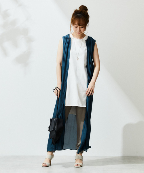 Liesse（リエス）の「3WAYシアーギャザーワンピース（ワンピース・レディース・ブルー系その他/チャコールグレー/ブラック・FREE）」の7枚目の写真