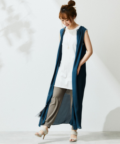 Liesse（リエス）の「3WAYシアーギャザーワンピース（ワンピース・レディース・ブルー系その他/チャコールグレー/ブラック・FREE）」の8枚目の写真