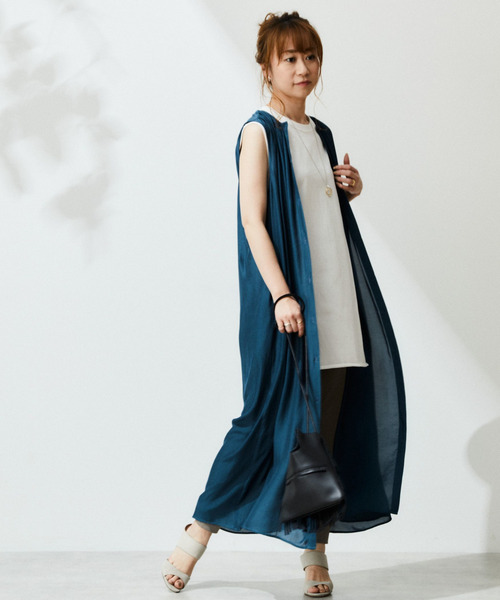 Liesse（リエス）の「3WAYシアーギャザーワンピース（ワンピース・レディース・ブルー系その他/チャコールグレー/ブラック・FREE）」の9枚目の写真