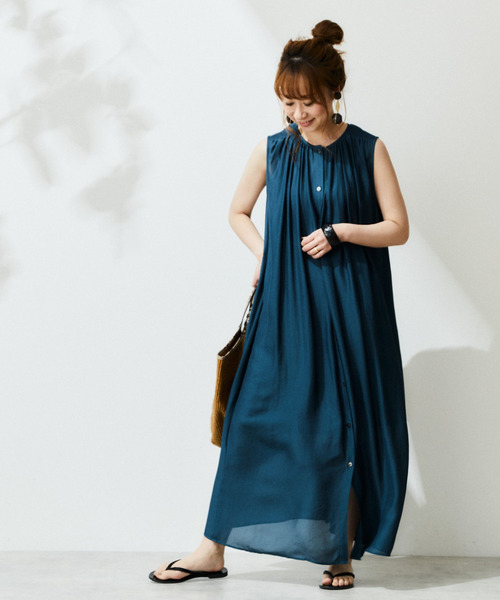 Liesse（リエス）の「3WAYシアーギャザーワンピース（ワンピース・レディース・ブルー系その他/チャコールグレー/ブラック・FREE）」の16枚目の写真