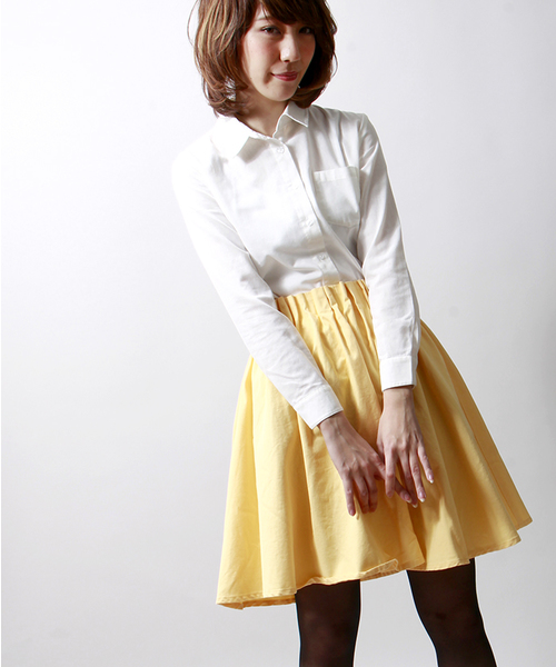 WEGO（ウィゴー）の「WEGO/ギャザーミドルスカート（スカート・レディース・ホワイト/ベージュ/サックスブルー/ライトピンク/グリーン系その他/ライトイエロー/ブルー系その他/レッド系その他・FREE）」の7枚目の写真