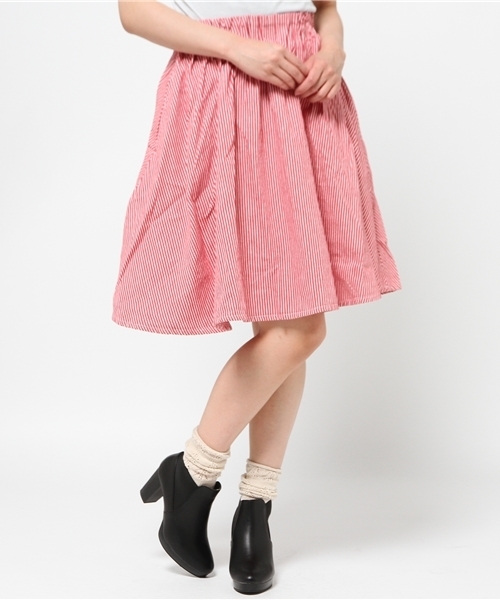 WEGO（ウィゴー）の「WEGO/ギャザーミドルスカート（スカート・レディース・ホワイト/ベージュ/サックスブルー/ライトピンク/グリーン系その他/ライトイエロー/ブルー系その他/レッド系その他・FREE）」の22枚目の写真