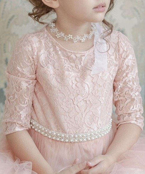 Catherine Cottage（キャサリンコテージ）の「デコルテシースルー レーススリーブドレス（ドレス・キッズ・ベージュ/ネイビー/レッド/サックスブルー/ピンク/イエロー/グリーン/ライラック・110/120/130/140/150/160）」の15枚目の写真