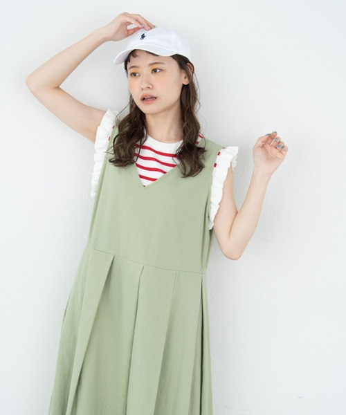 MERLOT（メルロー）の「ベジタブルカラージャンパースカート（ジャンパースカート・レディース・オレンジ/ネイビー/ライトグリーン・FREE）」の15枚目の写真